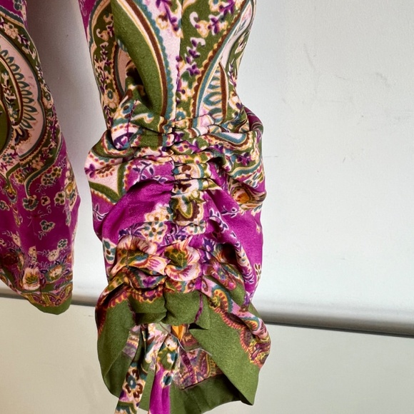 Ralph Lauren Paisley Boho Ruched Hem Drawstring Lounge Pants Purple Green Sz. S - Picture 5 of 10